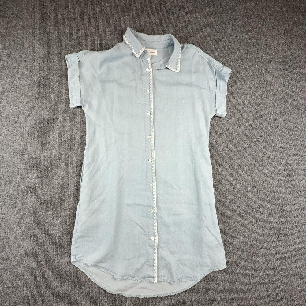 Dear John Womens Blue Tencel Chambray Shirt Dress Cap Sleeve Small RDR5321T2BSK